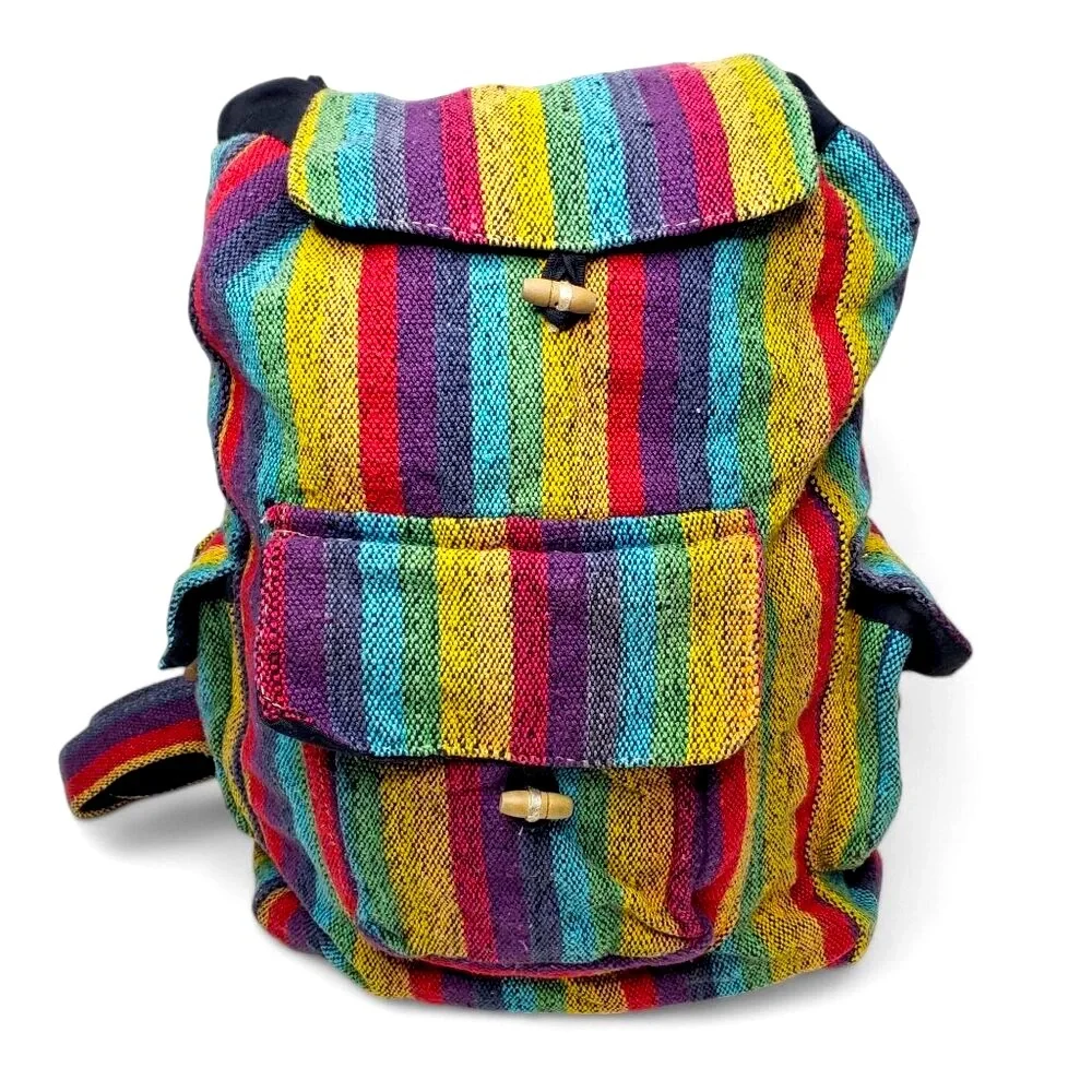Flying High Foot Path Trading Company Backpack Unisex Canvas Boho Travel Stripes